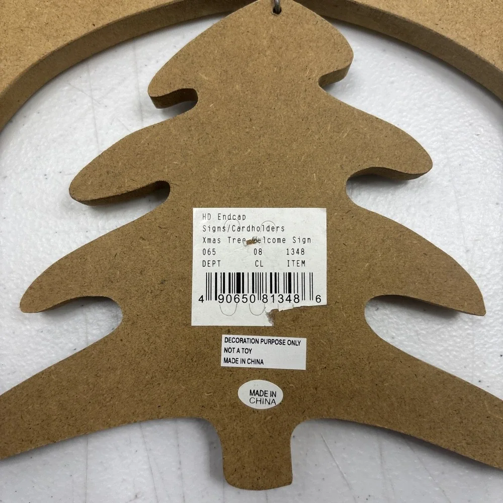 Welcome Christmas Seasonal Pine Tree Rustic Wood Wall Hanging Decor Festive